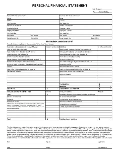 Financial Statement Template Financial Statement Template