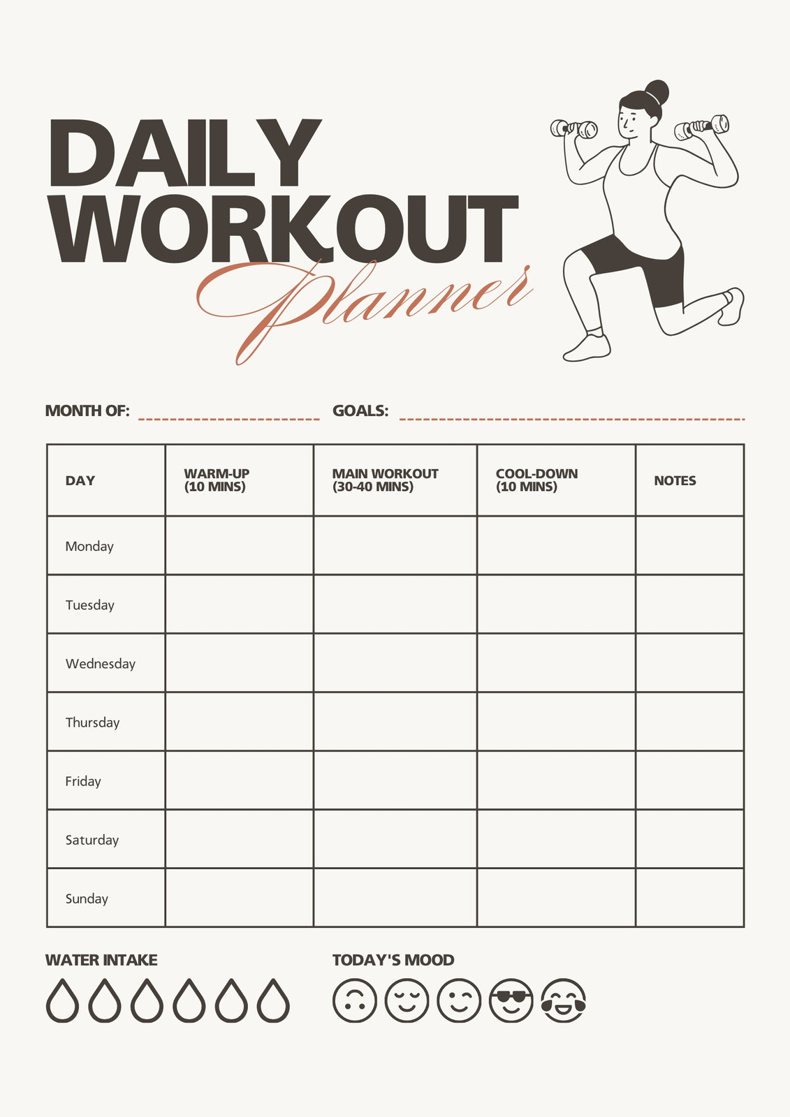 Fitness Planner Template Example Fitness Planner Template Example