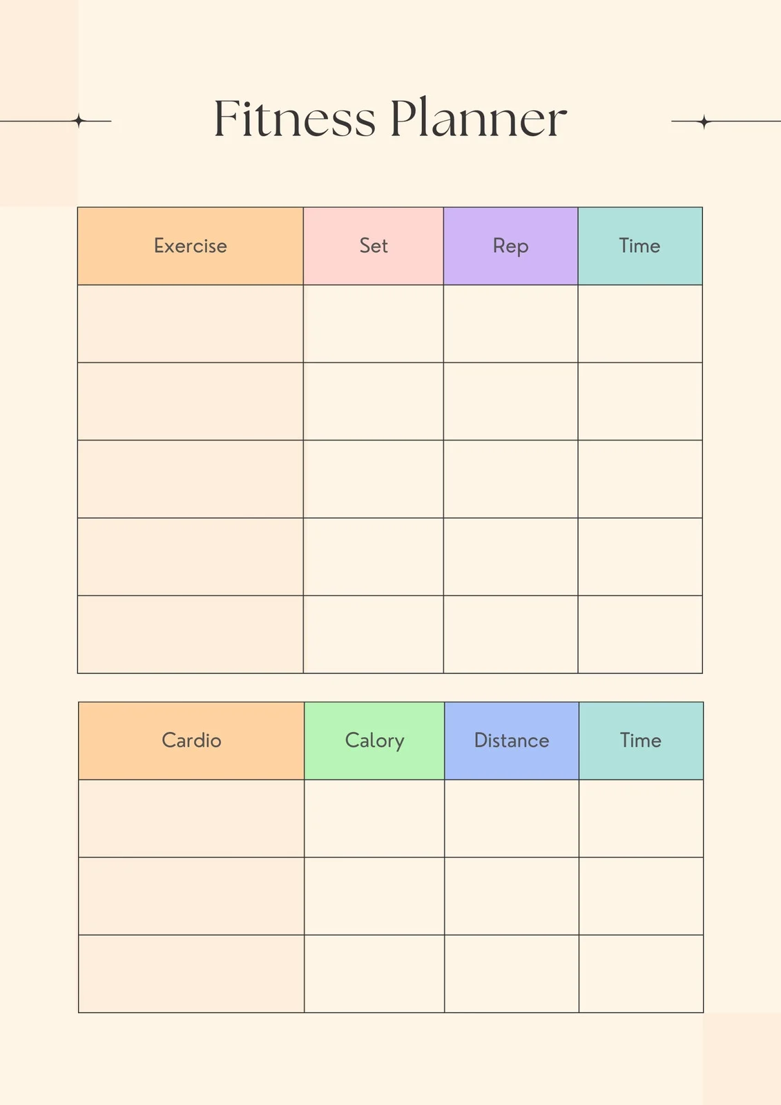 Fitness Planner Template Sample Fitness Planner Template Sample