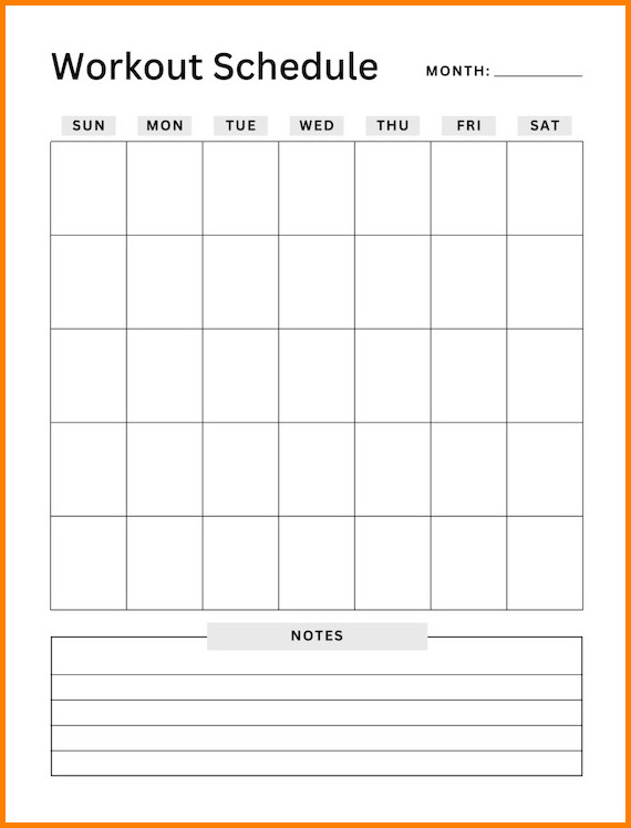 Fitness Schedule Template Example Fitness Schedule Template Example