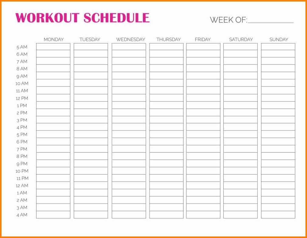 Fitness Schedule Template Fitness Schedule Template