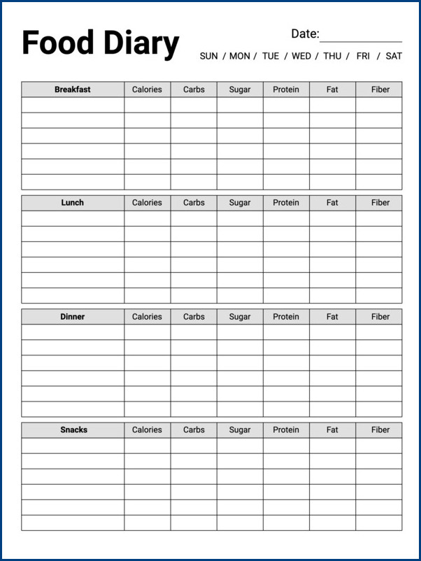 Food Journal Template Sample