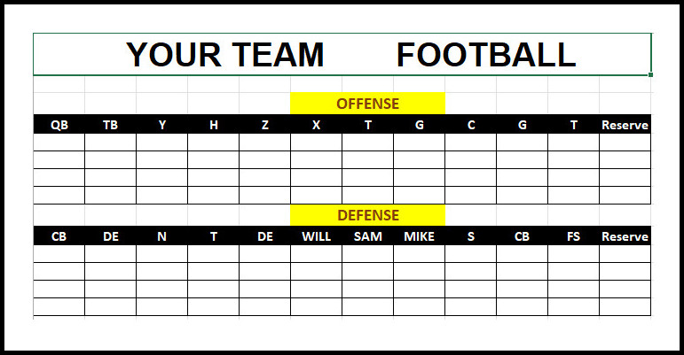 Football Depth Chart Template Example Football Depth Chart Template Example