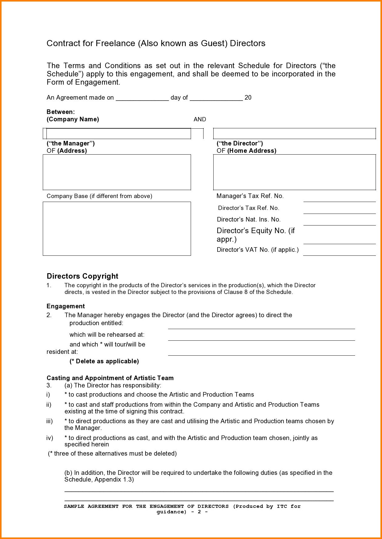 Freelance Contract Template Sample Freelance Contract Template Sample