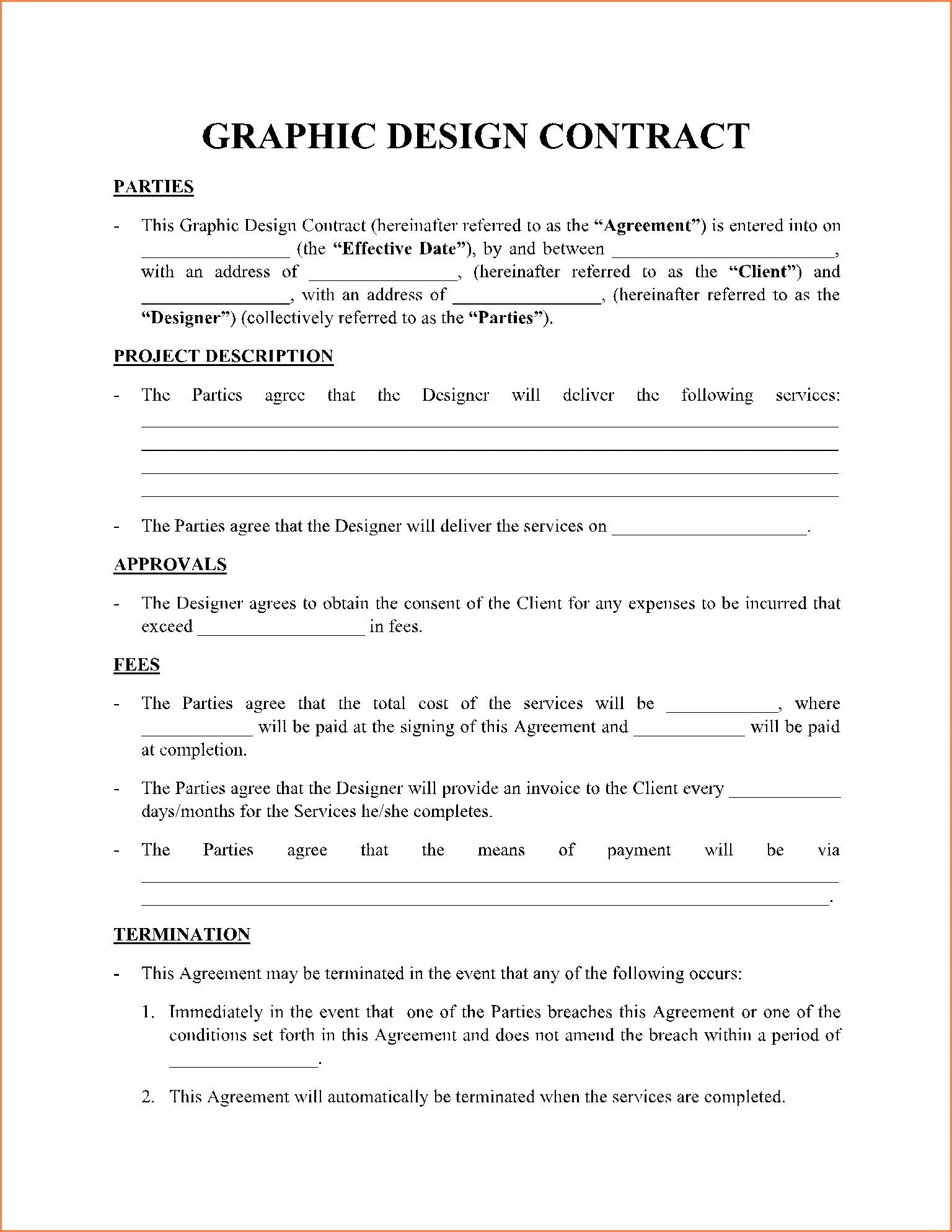 Freelance Graphic Design Contract Template Example