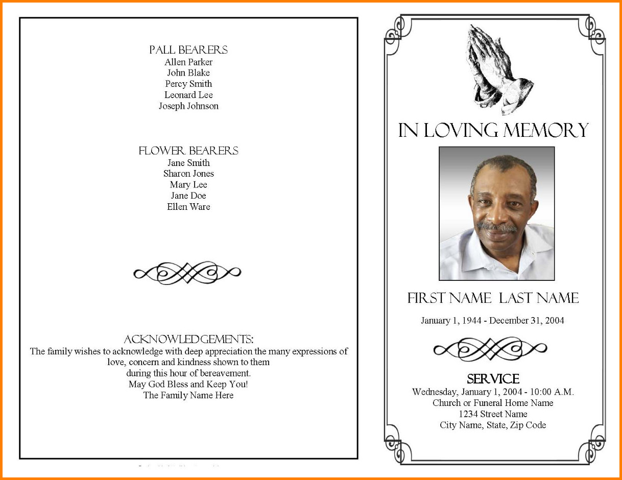 Funeral Program Template Sample Funeral Program Template Sample