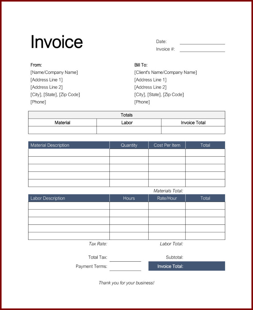 Generic Invoice Template Example Generic Invoice Template Example