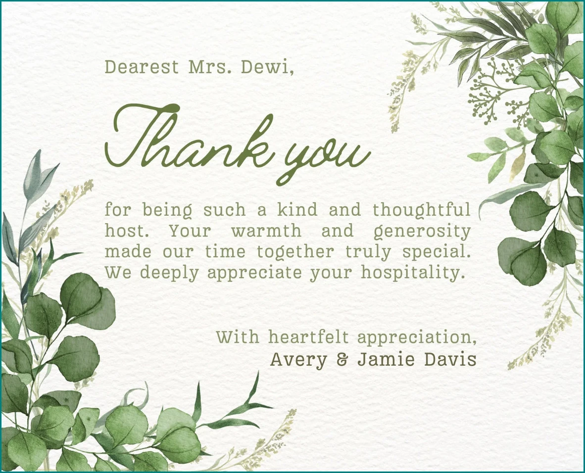 Gift Thank You Note Template Sample