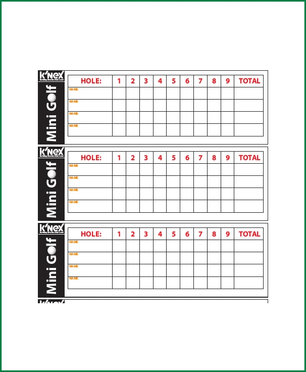 Golf Scorecard Template Example