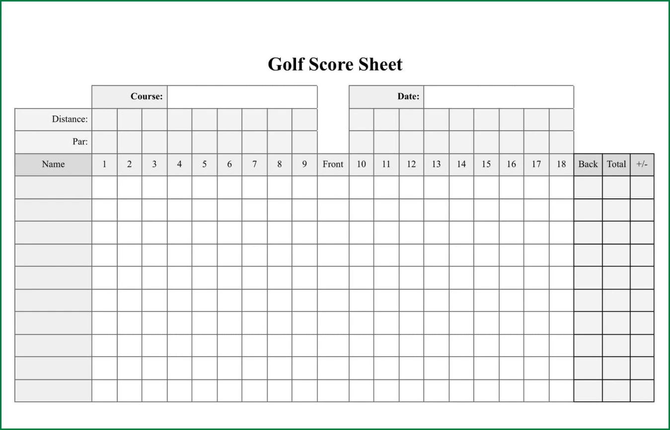 Golf Scorecard Template Sample