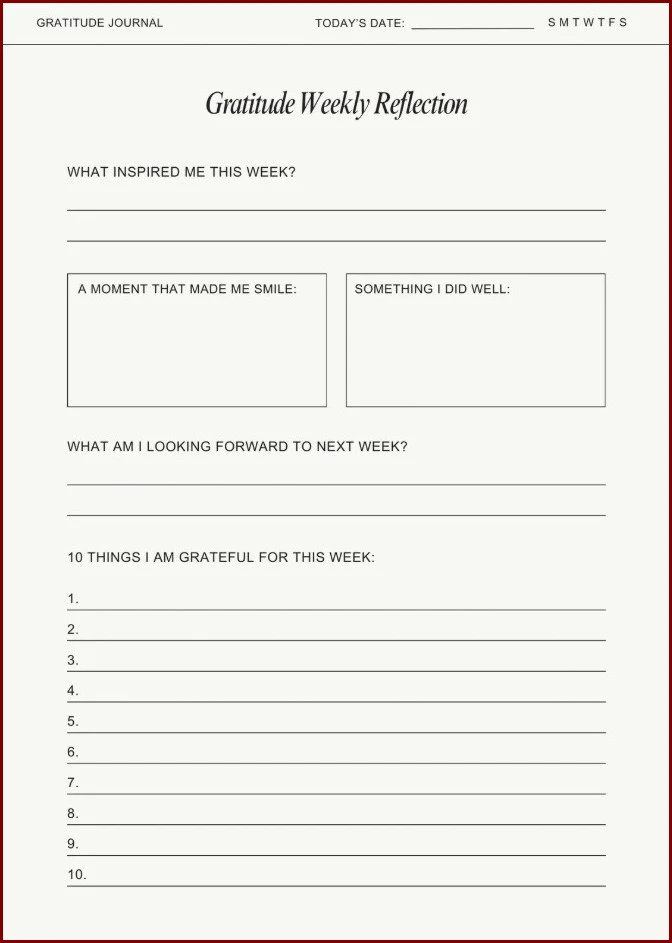Gratitude Journal Template Example