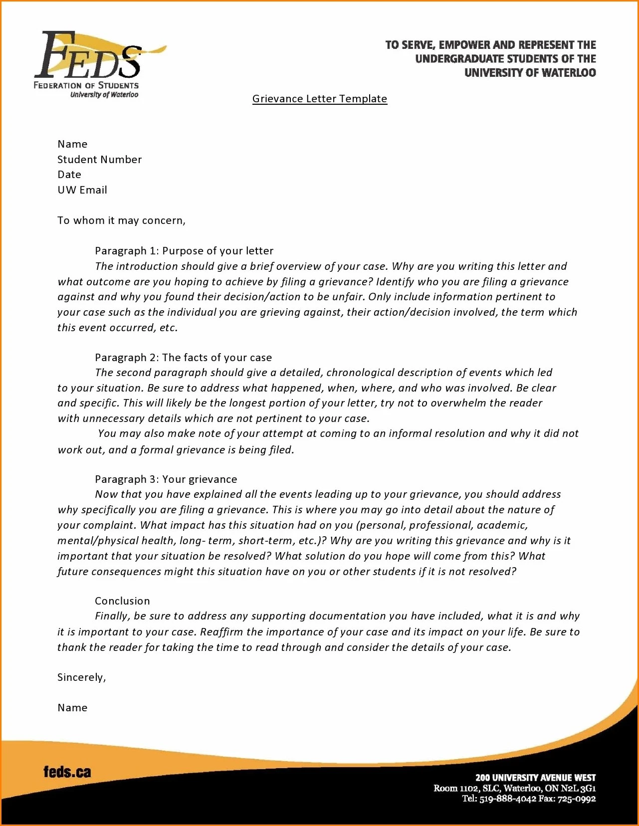 Grievance Letter Template Sample