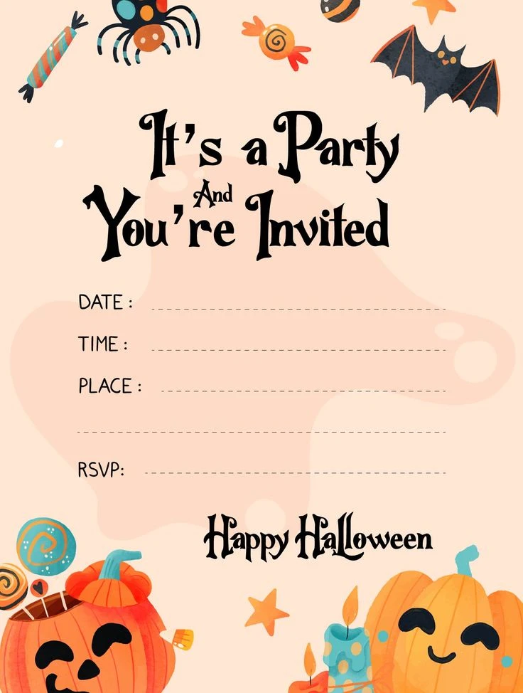 Halloween Party Invitation Template Sample