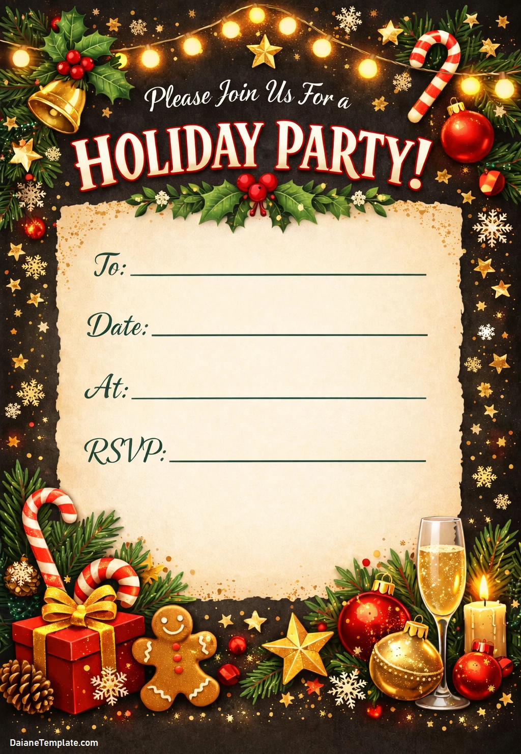 Holiday Party Invitation Template PDF
