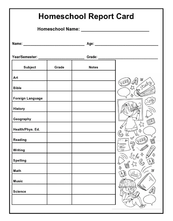 Homeschool Report Card Template Sample