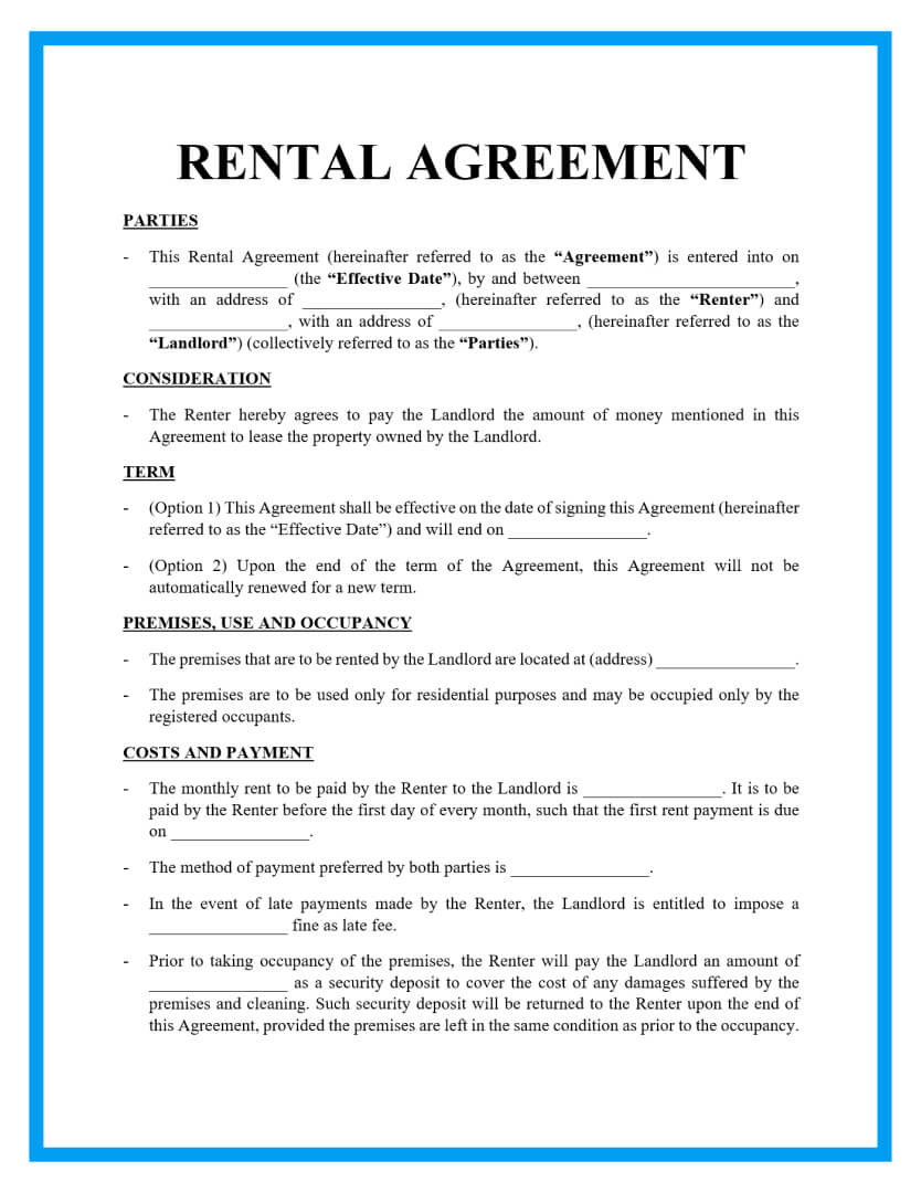 House Rent Agreement Template Sample House Rent Agreement Template Sample