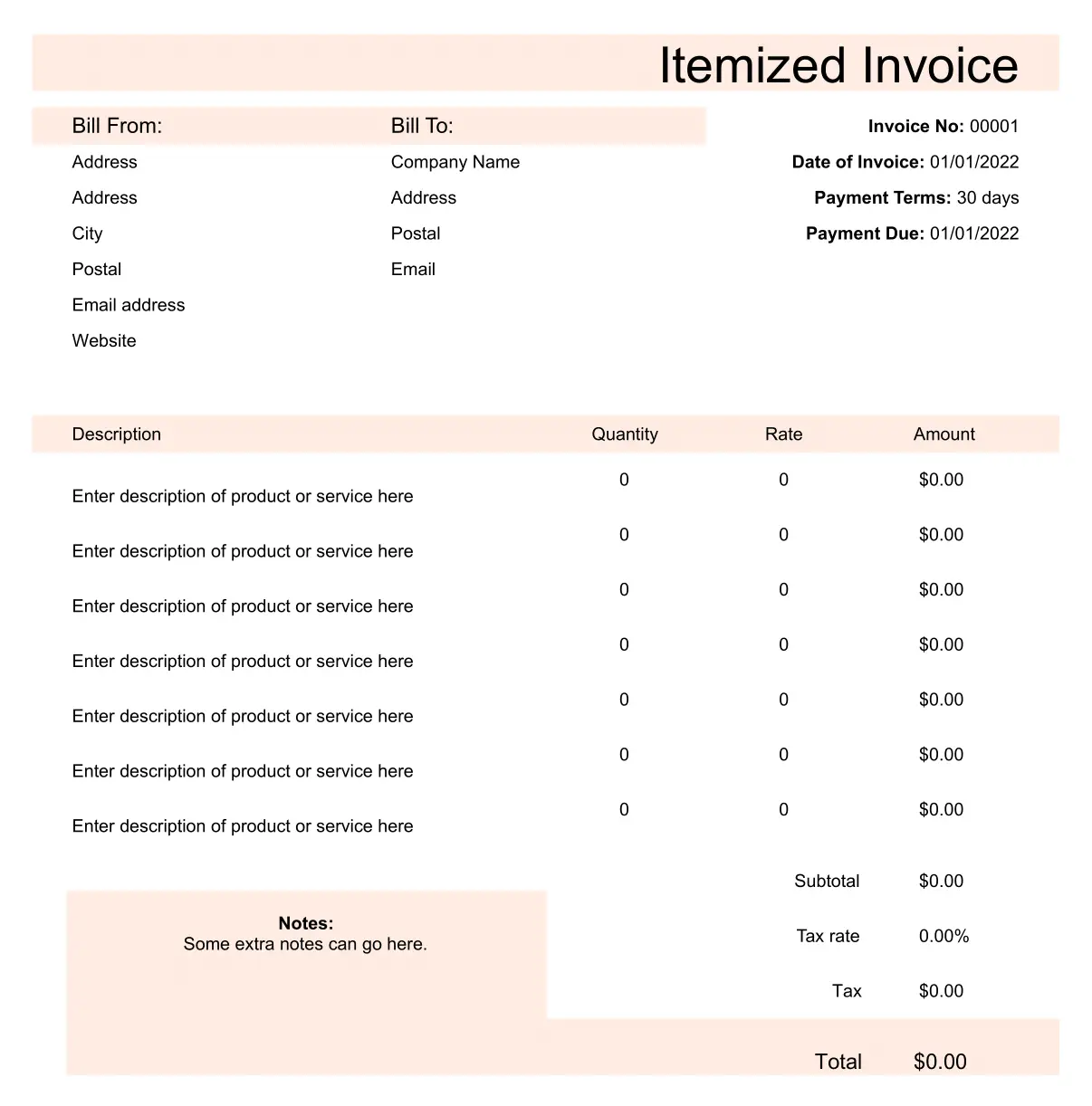 Itemized Invoice Template Example Itemized Invoice Template Example