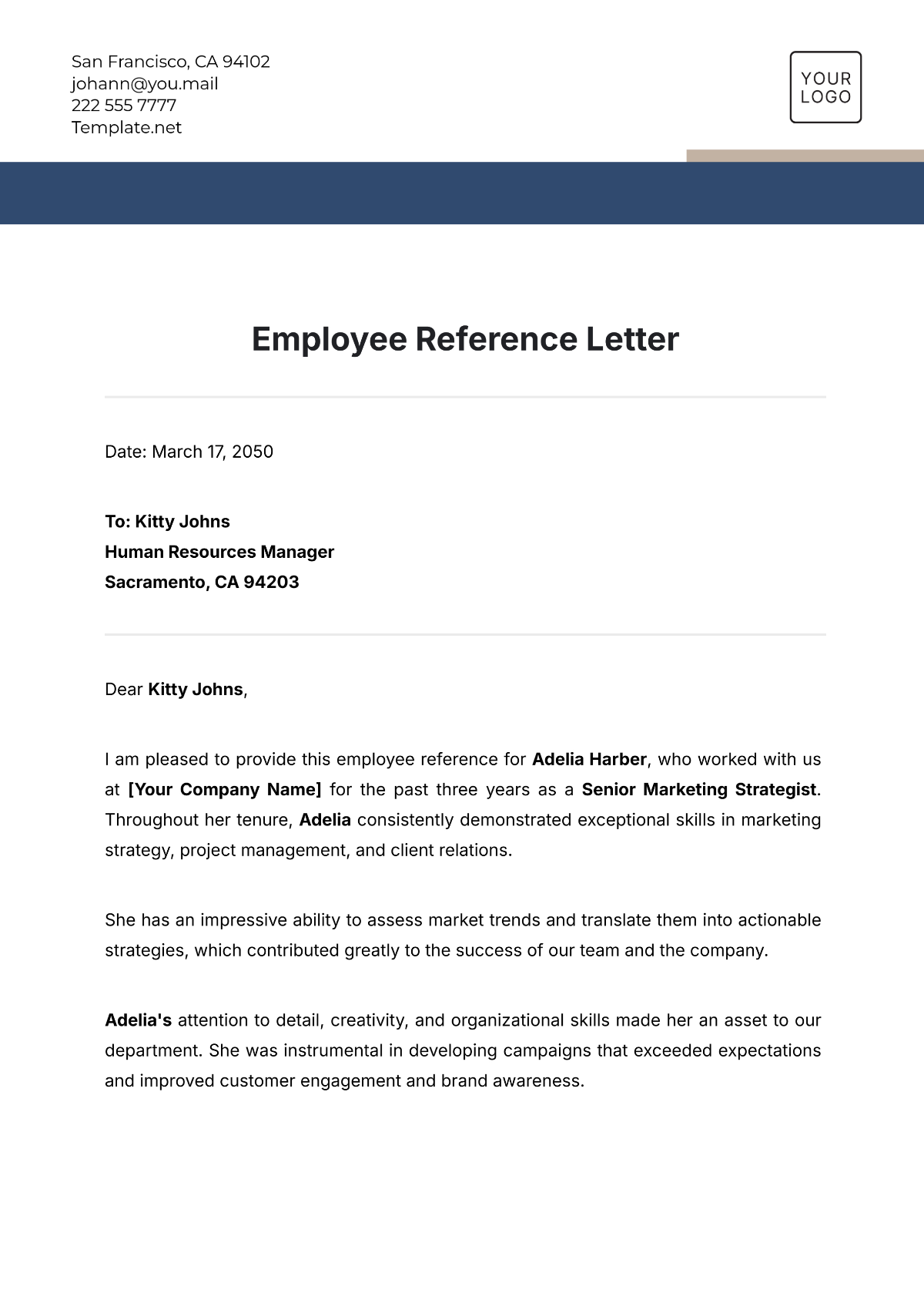 Job Reference Letter Template