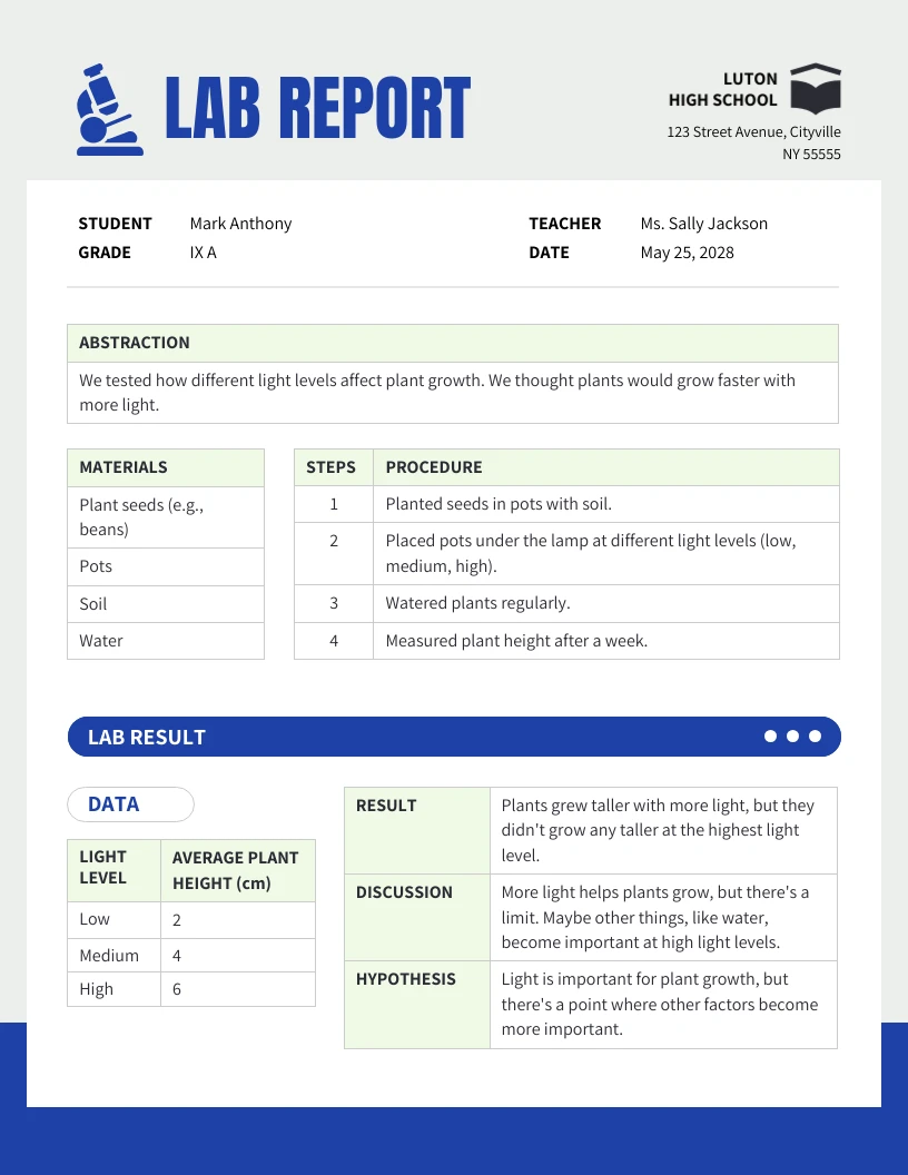 Lab Report Template Sample Lab Report Template Sample