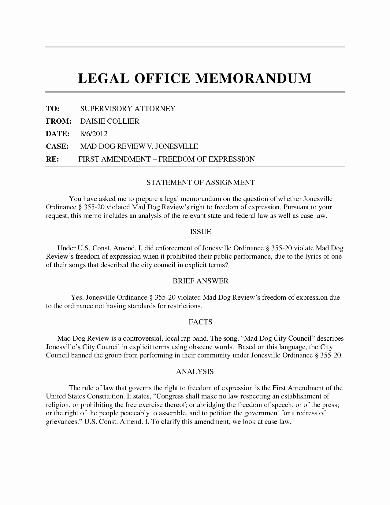 Legal Memo Template Example Legal Memo Template Example