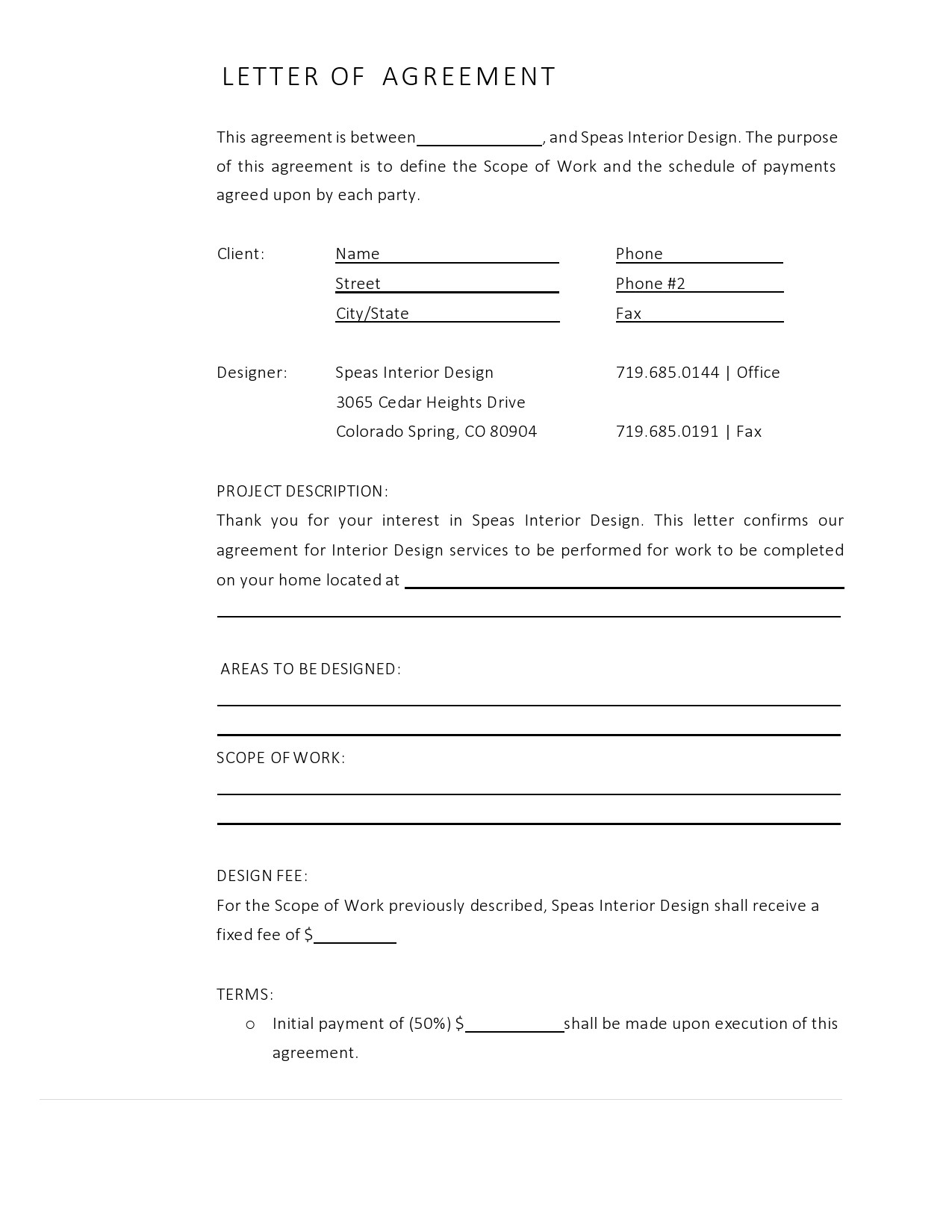 Letter of Agreement Template Example Letter of Agreement Template Example