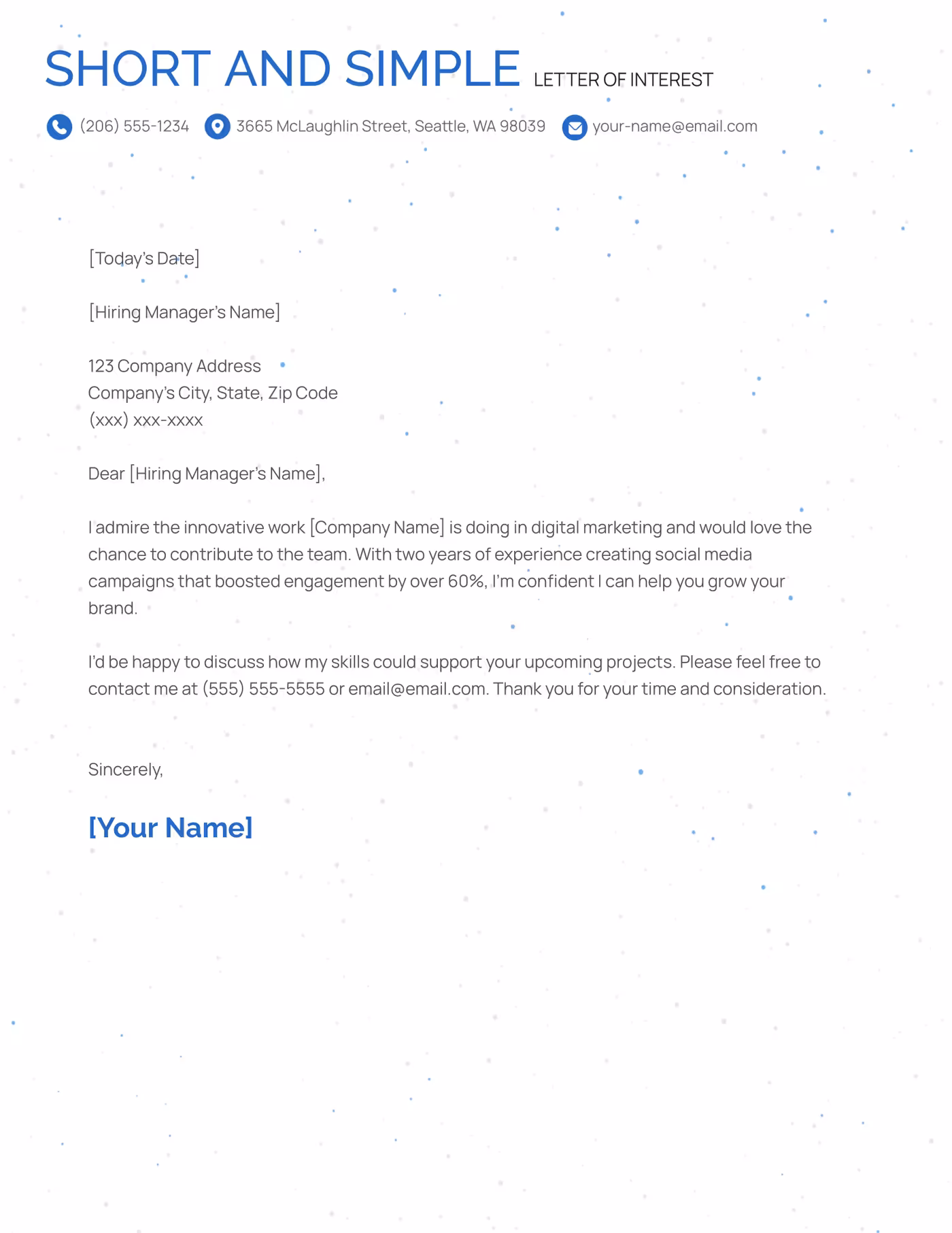 Letter of Interest for a Job Template Letter of Interest for a Job Template