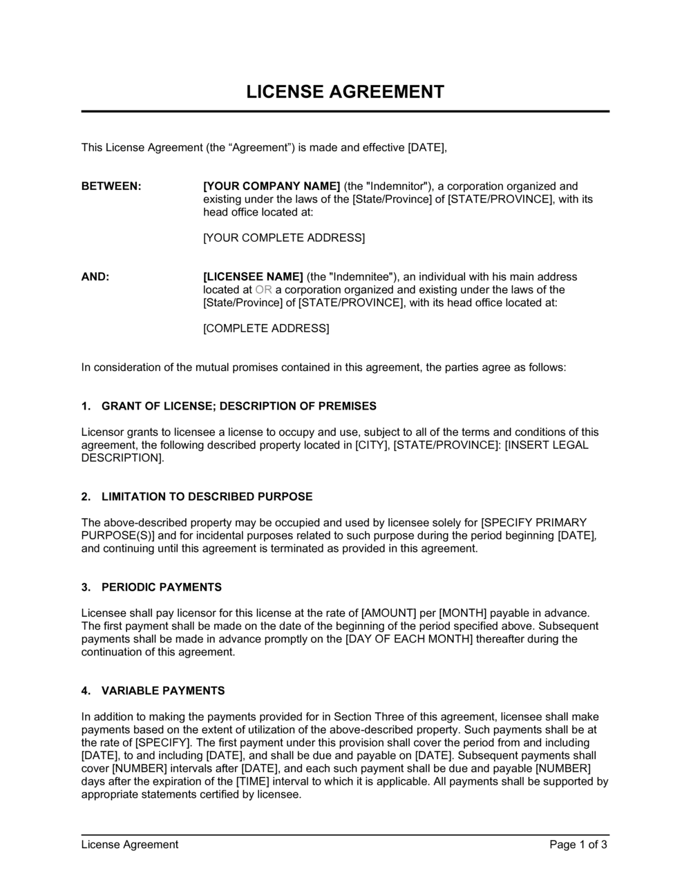 Licensing Agreement Template Example Licensing Agreement Template Example