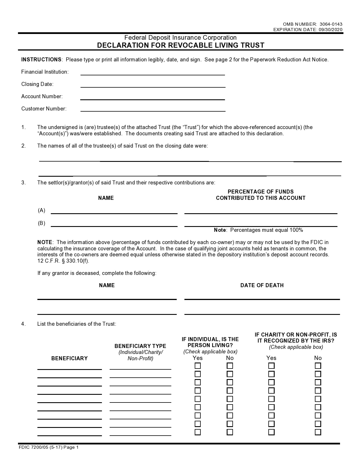 Living Trust Form Example Living Trust Form Example