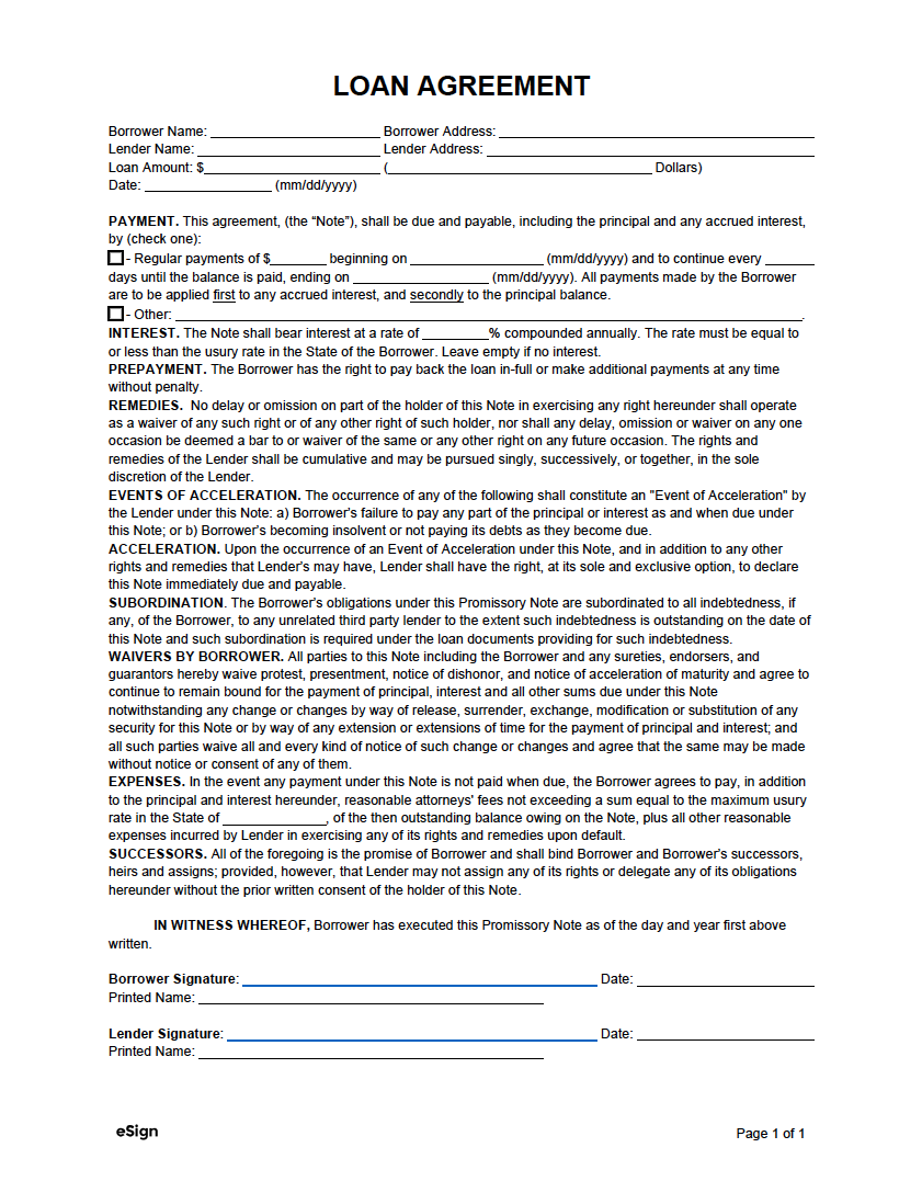 Loan Contract Agreement Template Loan Contract Agreement Template