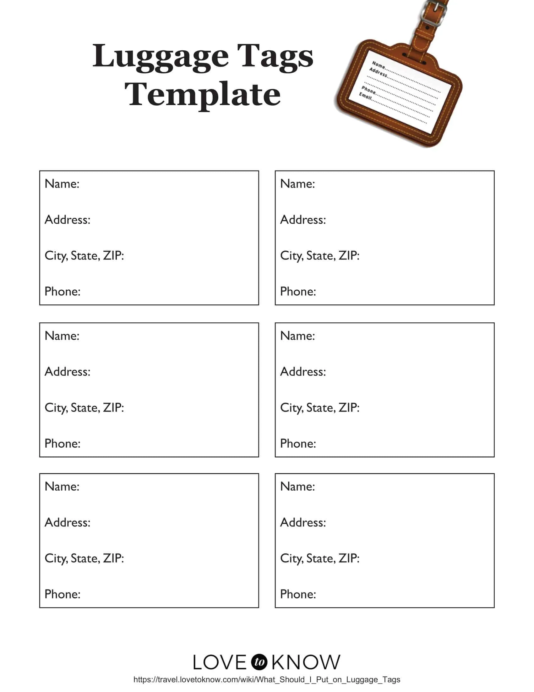 Luggage Tag Template Example Luggage Tag Template Example