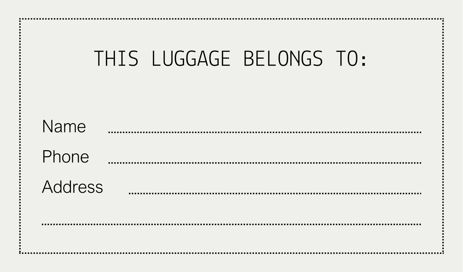 Luggage Tag Template Sample Luggage Tag Template Sample