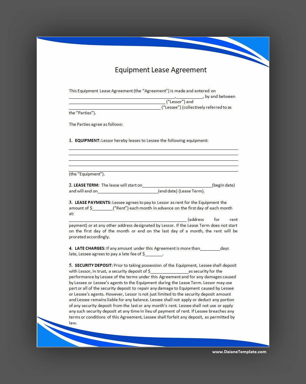 Machine Lease Agreement Template Machine Lease Agreement Template