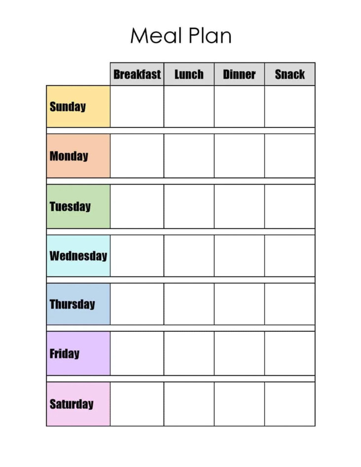 Meal Plan Template Sample Meal Plan Template Sample