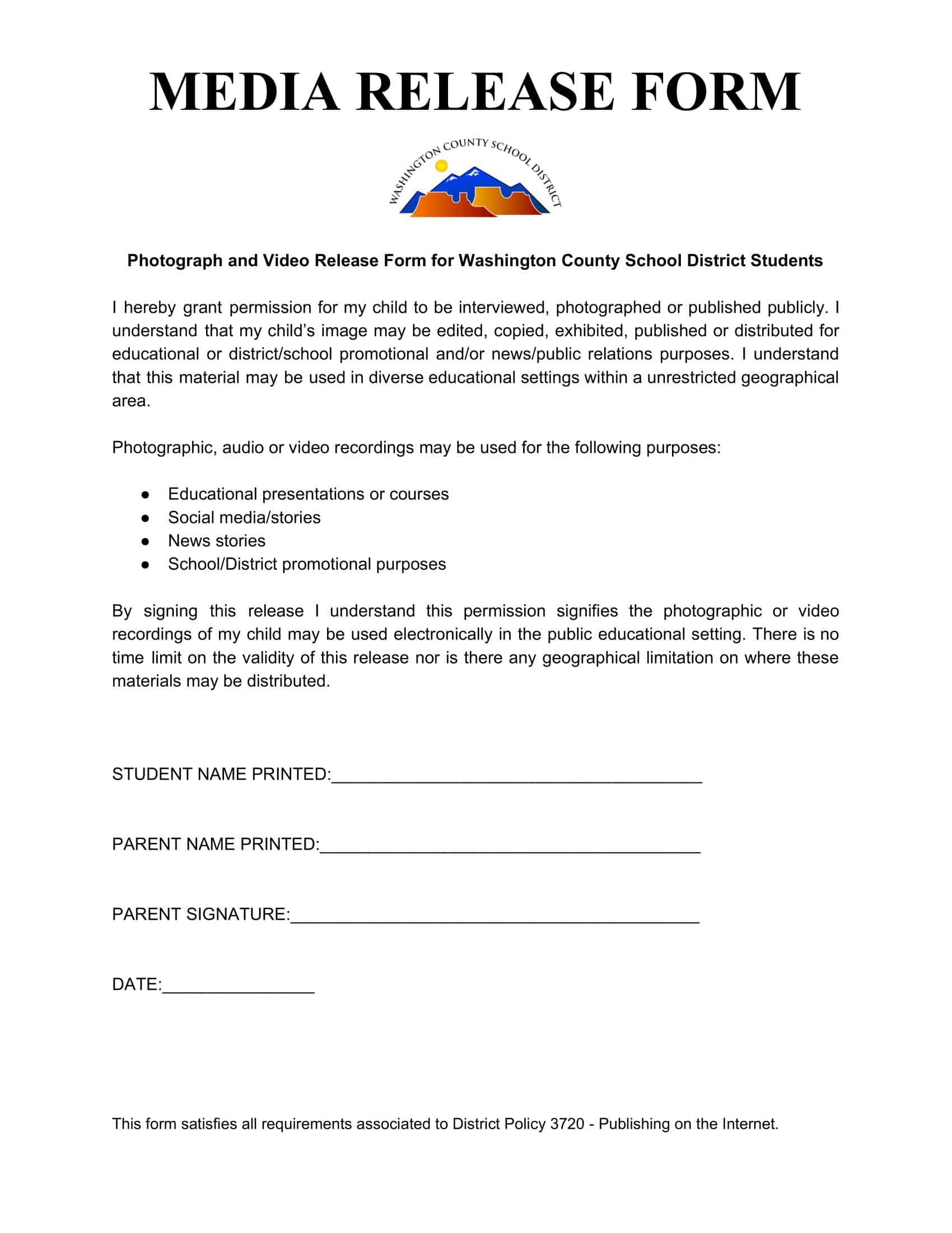 Media Release Form