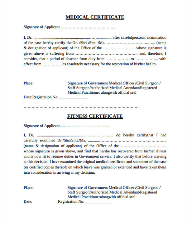 Medical Certificate Template Example Medical Certificate Template Example