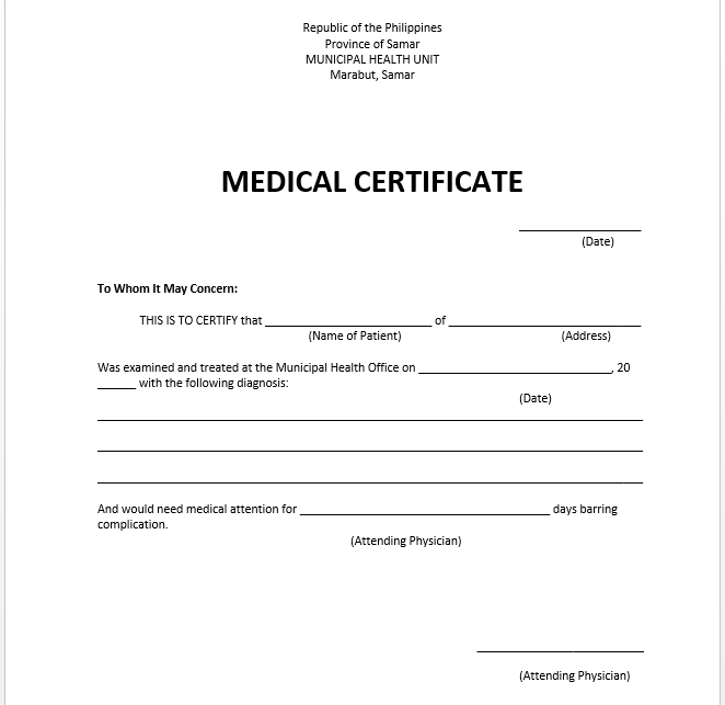 Medical Certificate Template Medical Certificate Template