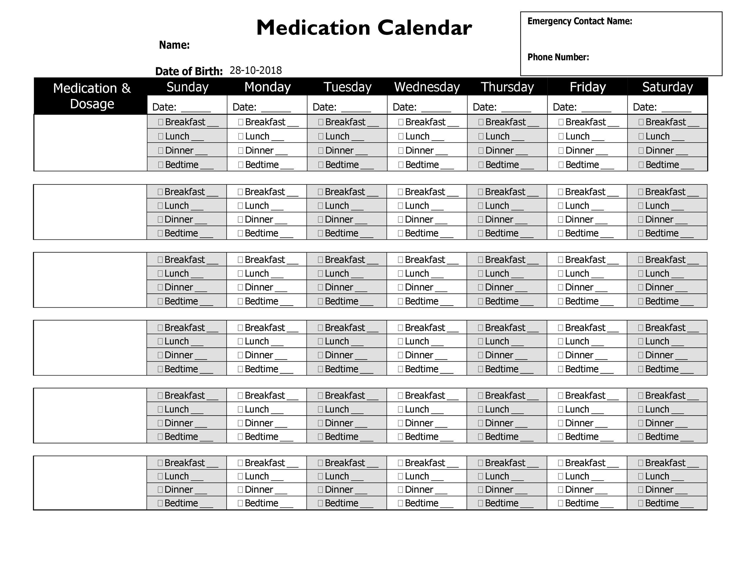 Medication Schedule Template