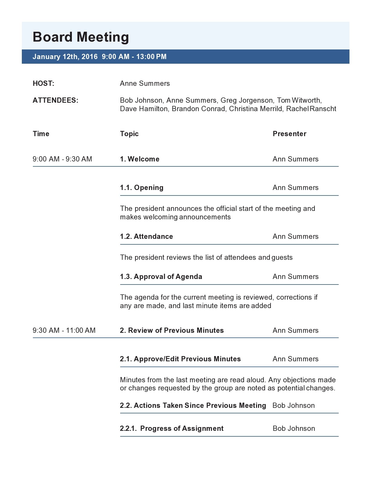 Meeting Agenda Template Meeting Agenda Template