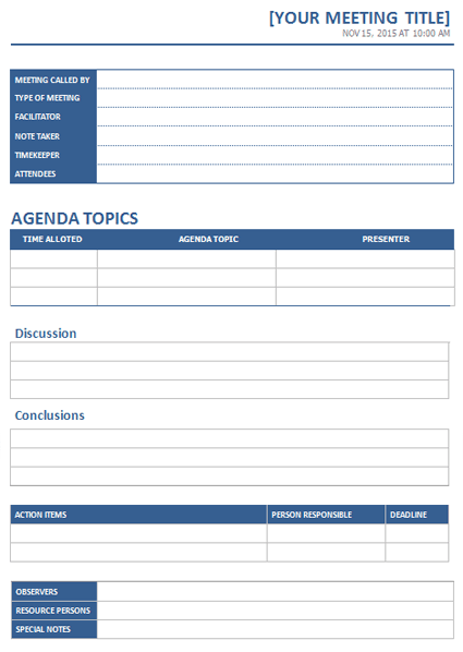 Meeting Minutes Template Meeting Minutes Template