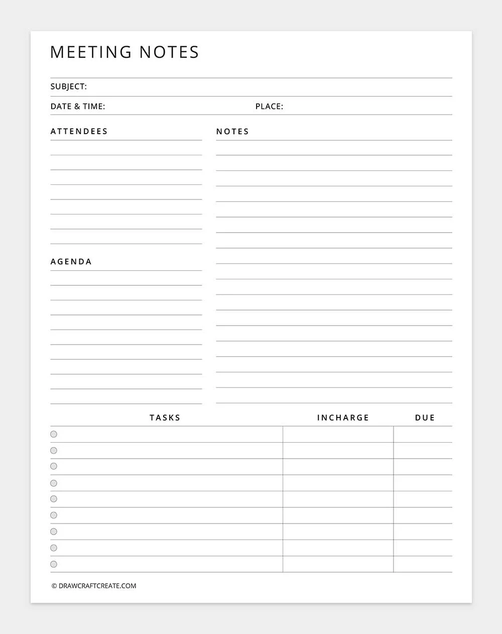 Meeting Notes Form Meeting Notes Form