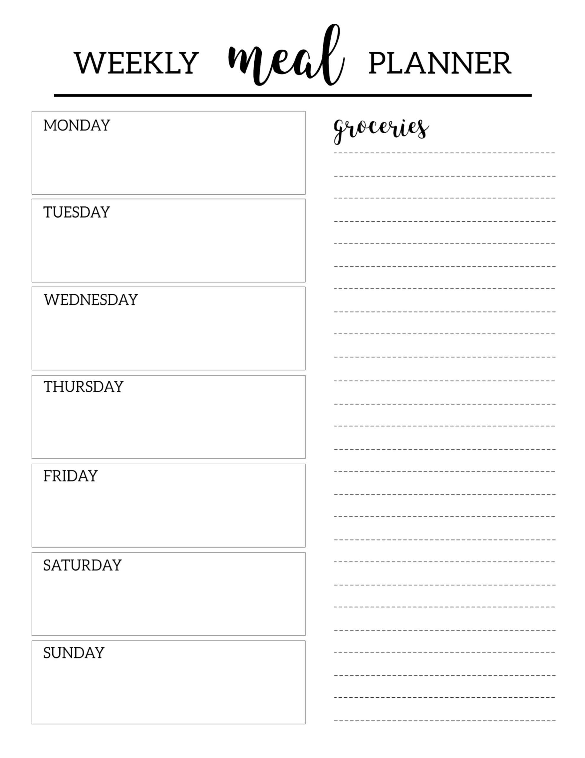 Menu Planner Template Menu Planner Template
