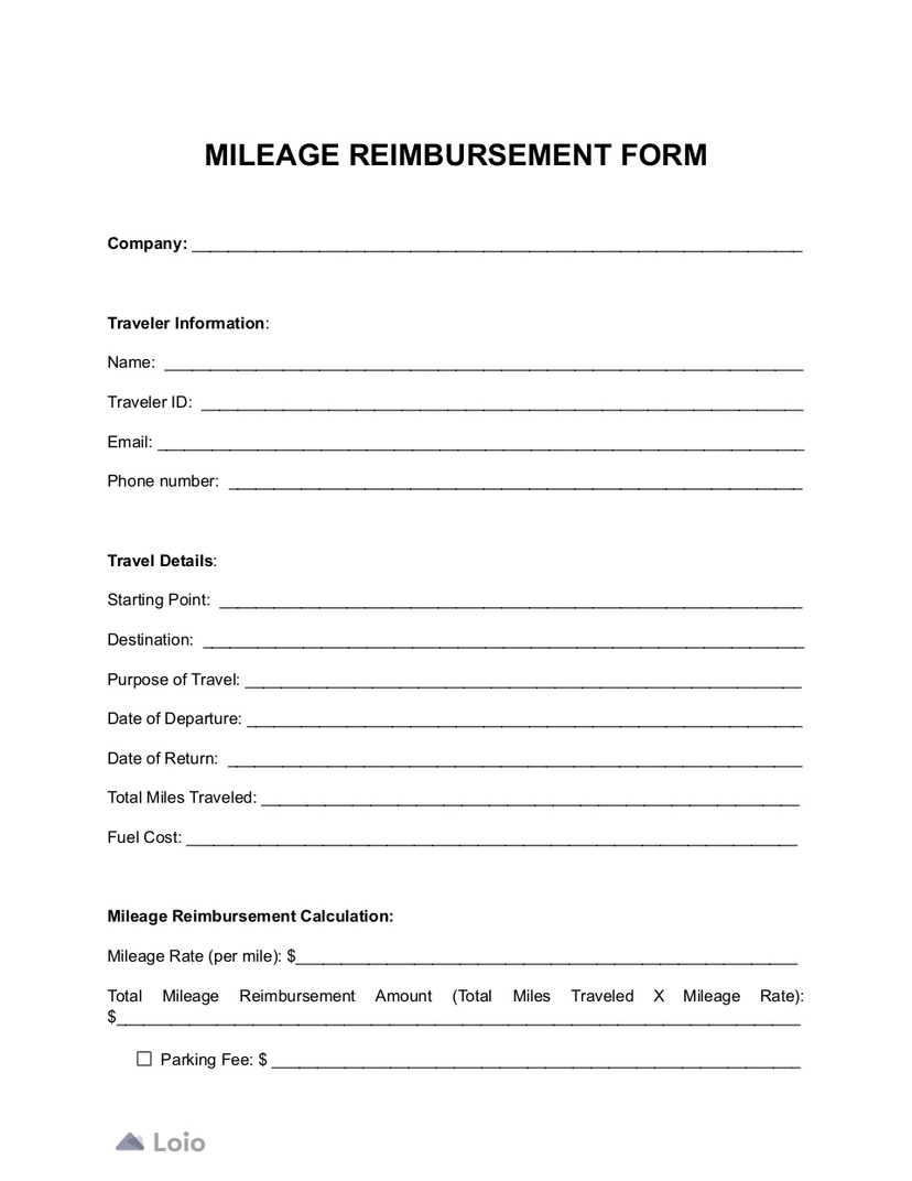 Mileage Reimbursement Form Example Mileage Reimbursement Form Example
