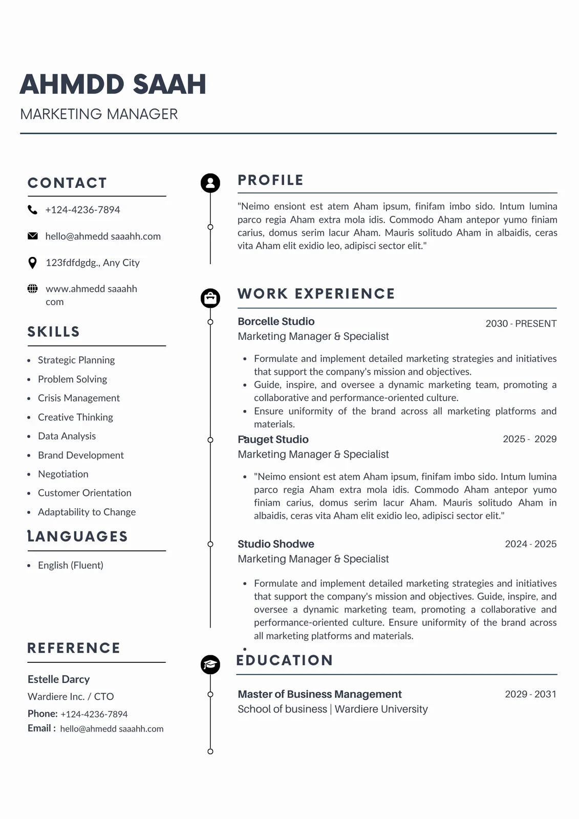 Modern Resume Template Sample Modern Resume Template Sample
