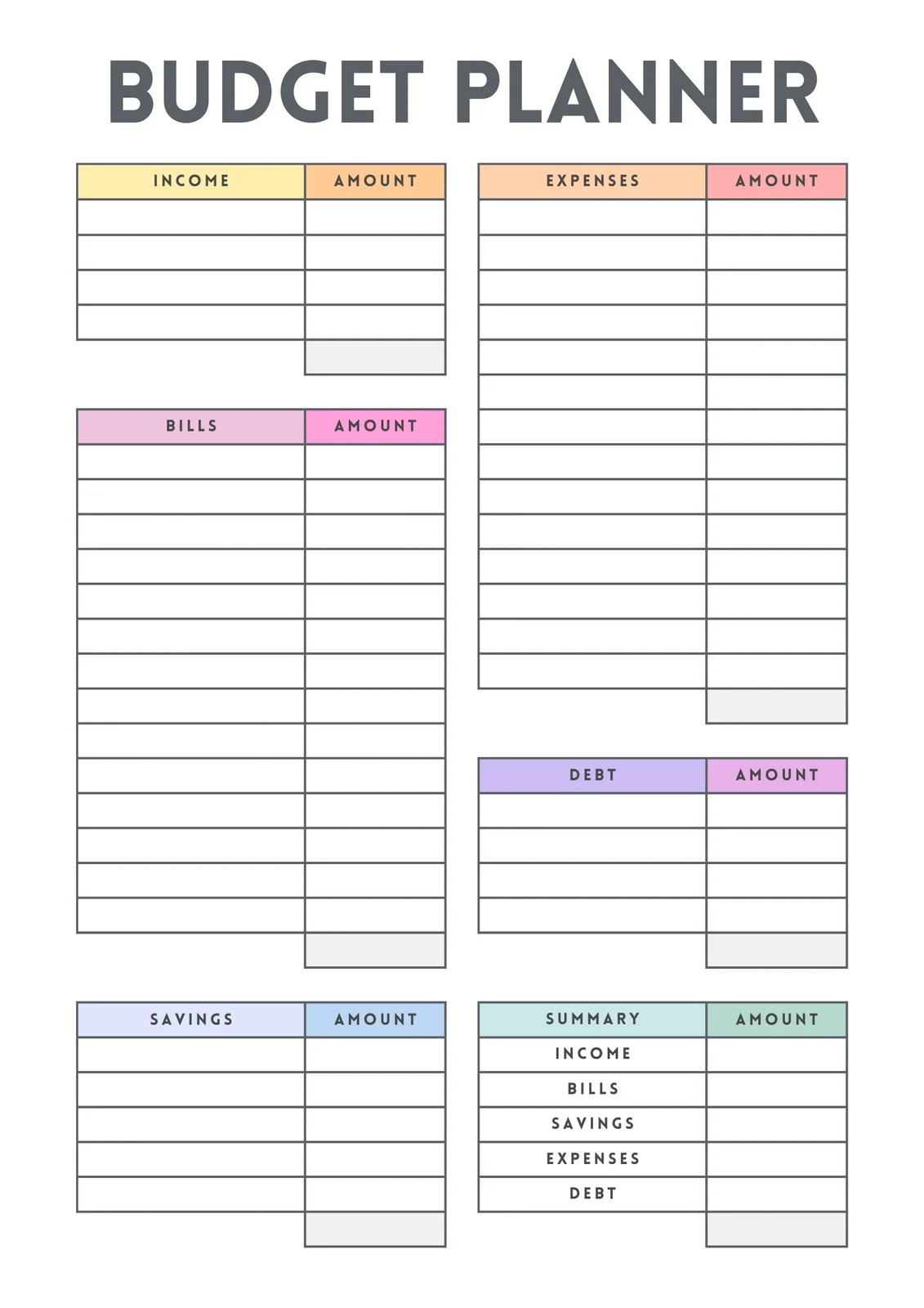 Monthly Budget Planner Template