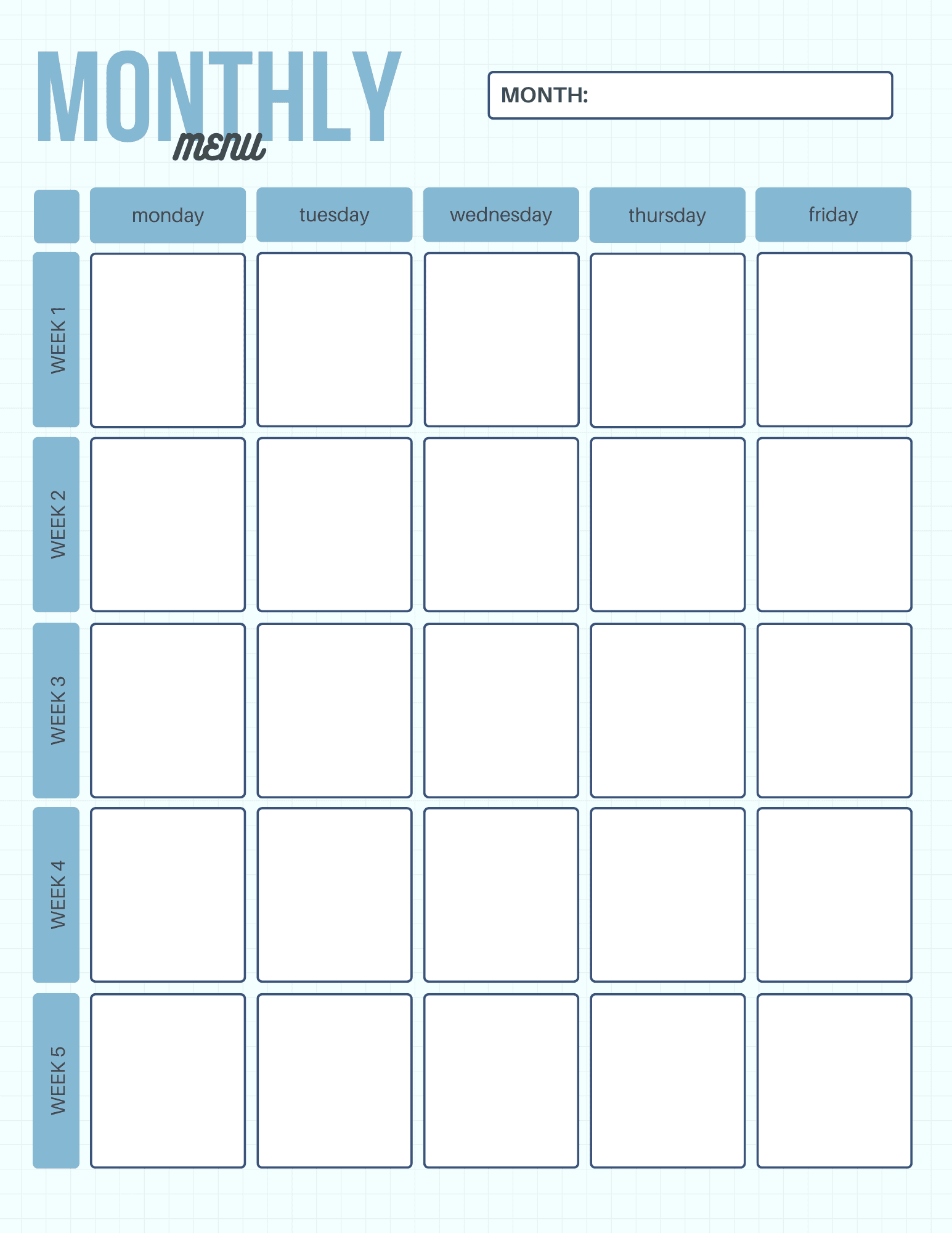Monthly Meal Planner Template Example Monthly Meal Planner Template Example