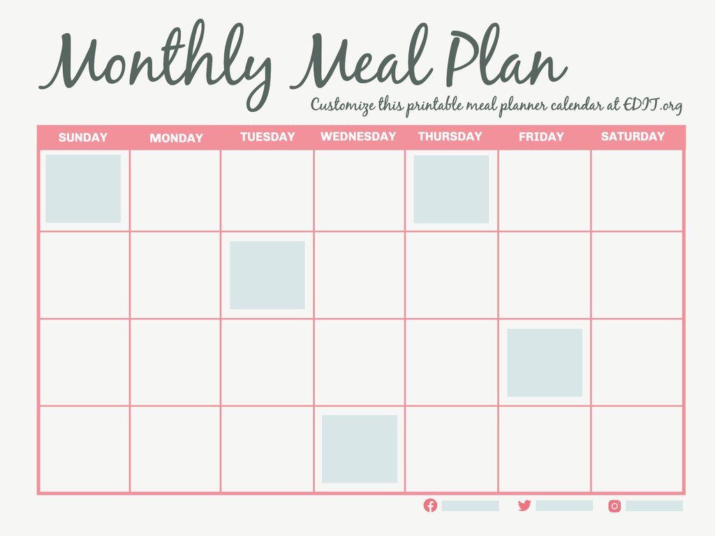 Monthly Meal Planner Template Monthly Meal Planner Template