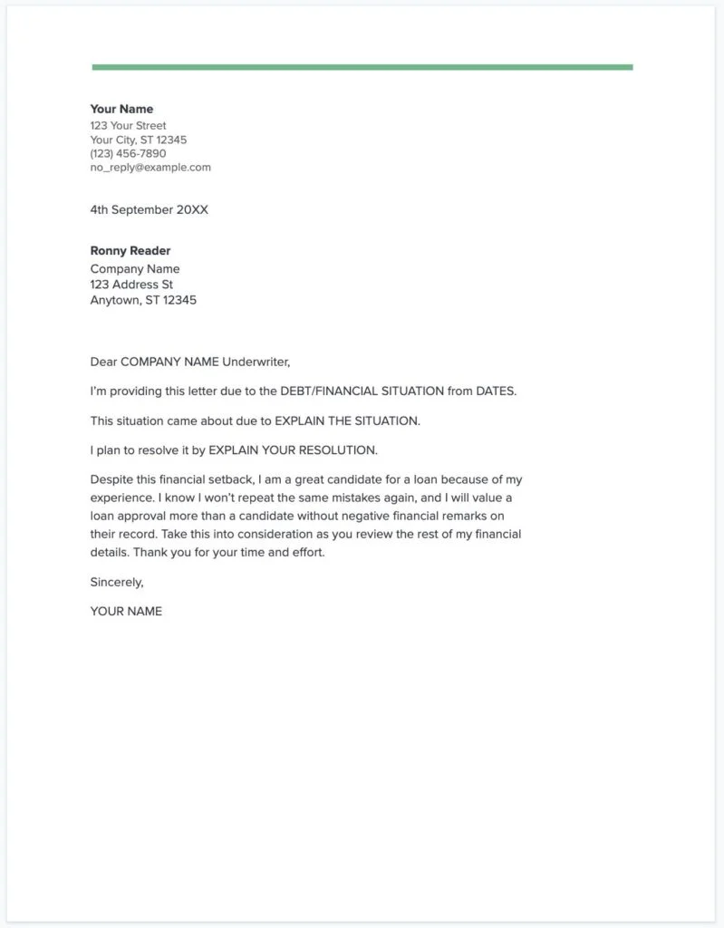 Mortgage Letter of Explanation Template Mortgage Letter of Explanation Template