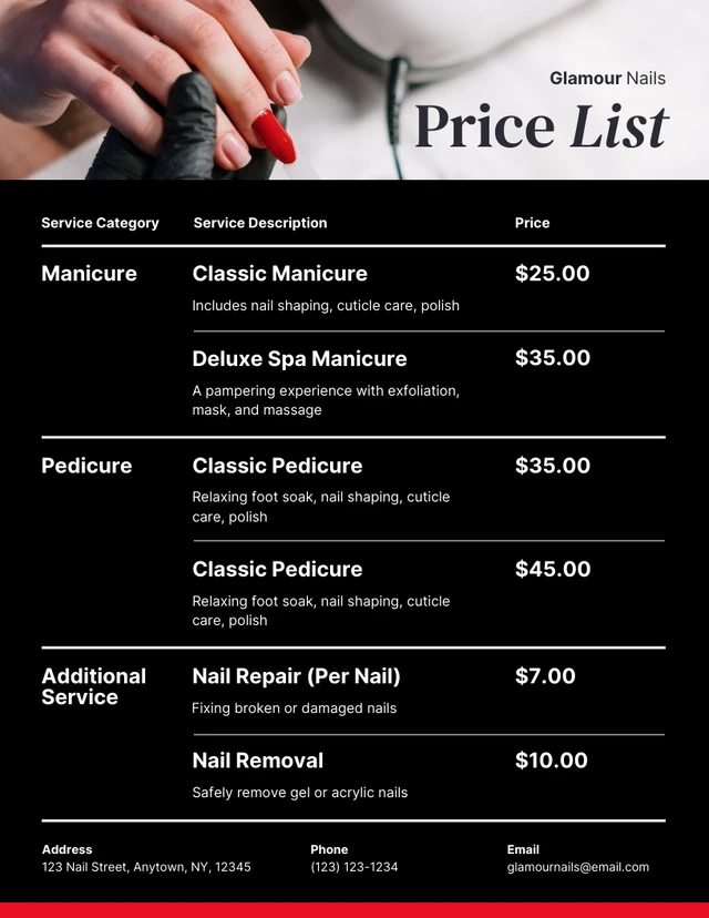 Nail Salon Price List Template Example Nail Salon Price List Template Example