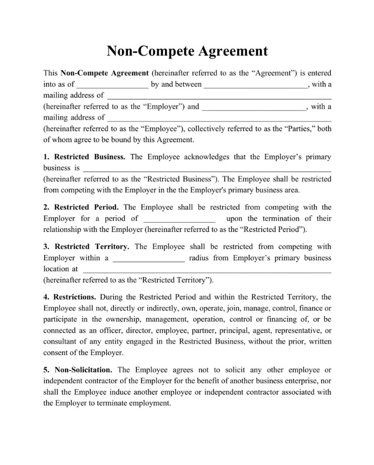 Non-Compete Agreement Sample Non-Compete Agreement Sample