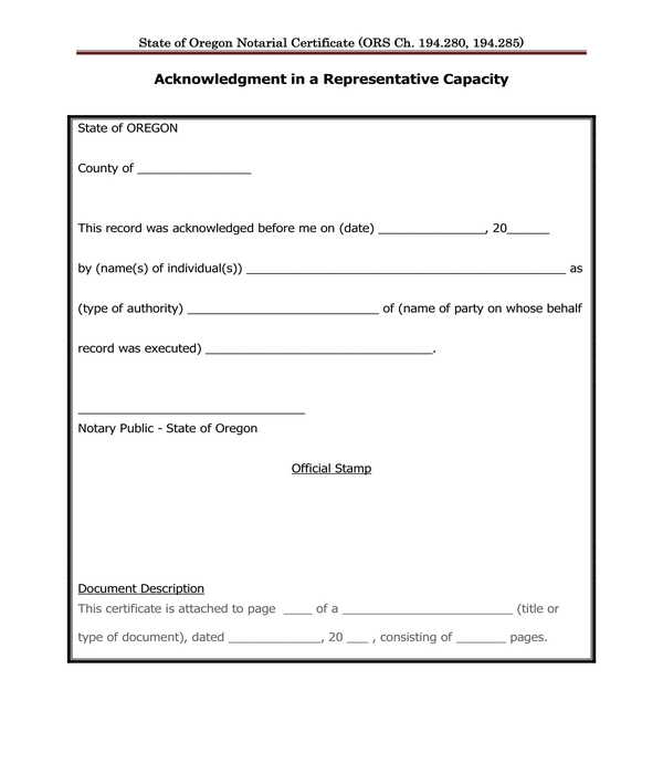 Notary Acknowledgement Form Notary Acknowledgement Form